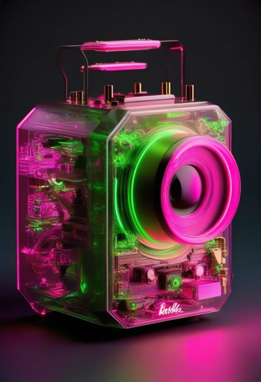 niji 6 prompt: Change the prompt word according to the animal you want he front part of the robot monkey's head has an extremely precise mechanical structure. It comes with illustrations and X-ray renderings. It was created by Nick Vesey. The images look very ethereal, embodying the beauty of technology and art. Barbie pink and neon green, black background，A little more like a monkey
