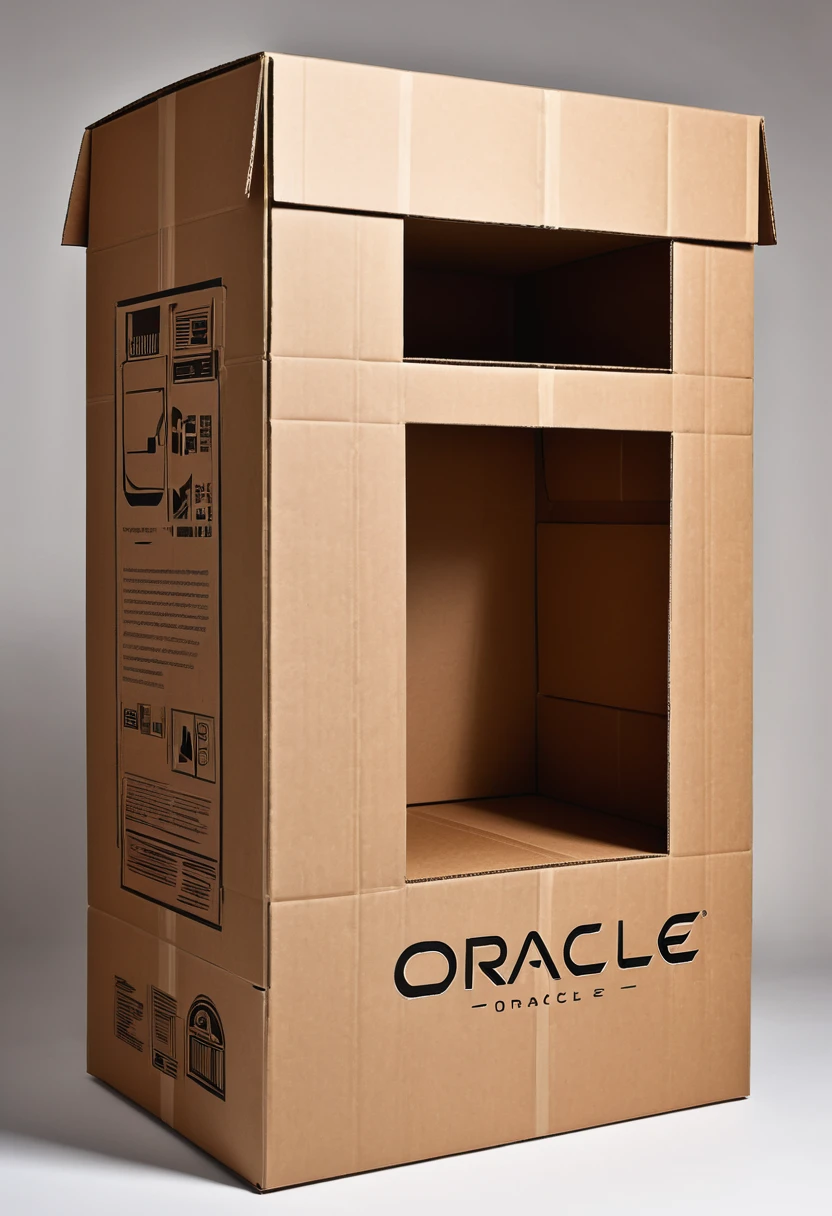 A cardboard design for an assembled home，Carton flat，Literary style，The logo name is oracle，Lay the carton flat，Industrial style，detail，high quality，