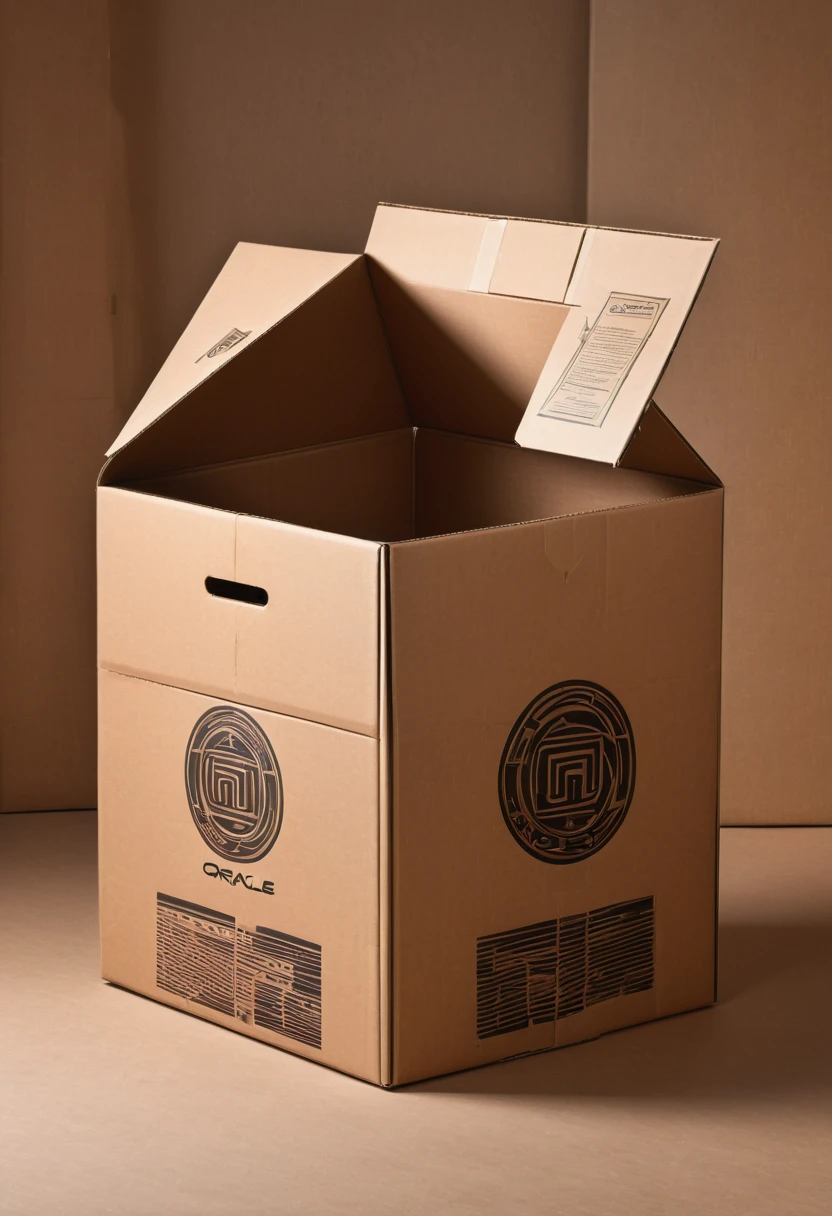A cardboard design for an assembled home,Carton flat,Literary style,The logo name is oracle,Lay the carton flat,Industrial style,detail,high quality,