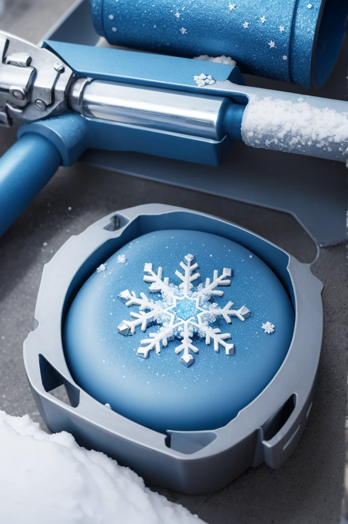 a blue sledgehammer with snowflakes