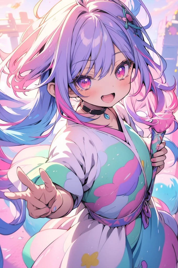 Anime girl with colorful hair and colorful dress, rossdraws pastel vivid, rossdraws cartoon vibrant, Anime Style 4k, Beautiful anime portraits, art germ colorful!!!, ! Dream Art Germ, Beautiful Anime Girls, Anime style digital art, Anime Art Wallpaper 4k, Anime Art Wallpaper, Digital anime art, Highly detailed art gems