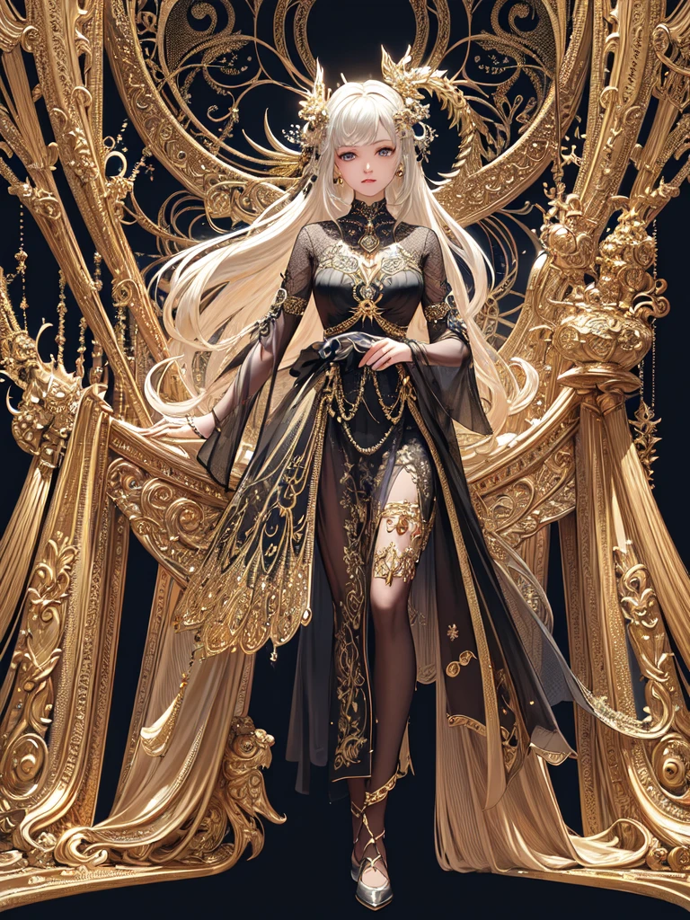 (masterpiece, top quality, best quality, official art, beautiful and aesthetic:1.2), (1girl), diamonds, gold, silver, paladium, titanium, mithril, extremely detailed, ornament, sci-fi, (fractal art:1.3), millions of colors, colorful, HD image, wide angle, top to toe, full body, highest detailed.