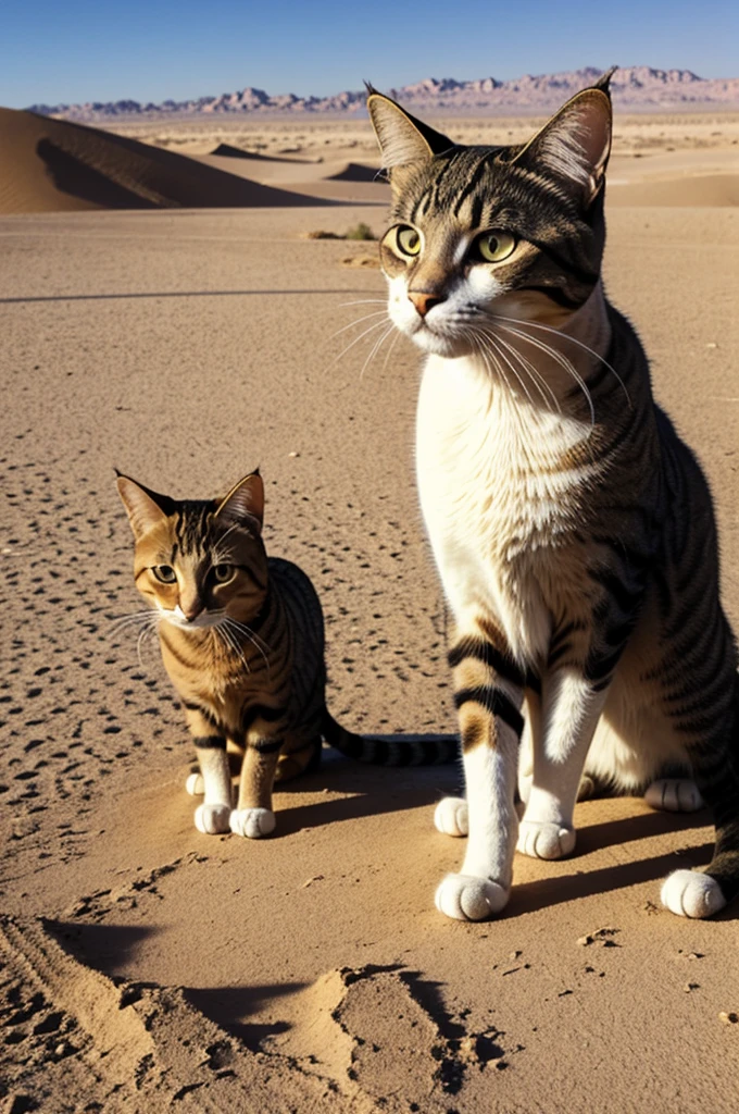 A cat in the desert