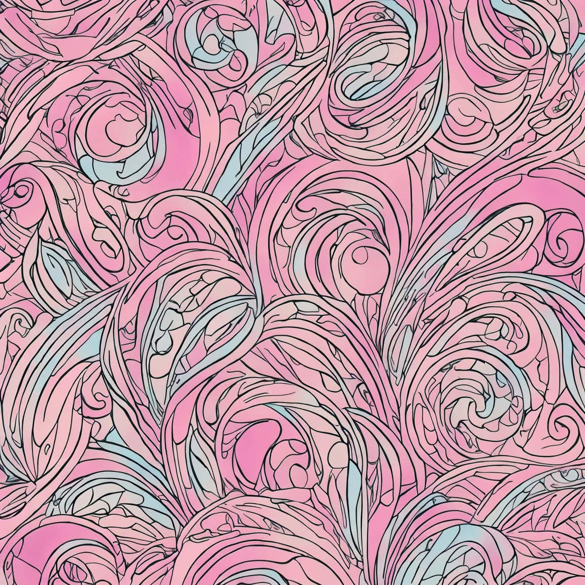 versatile mimi pink and cornsilk colors art design, ideal for stickers, t-shirts, posters, the design is abstract, smooth lines, its perspective is flat, vector rendering:1.4, Sticker, t-shirt, poster, vector, graphic art, emblem, Art Style: Illustrative, with thick lines.