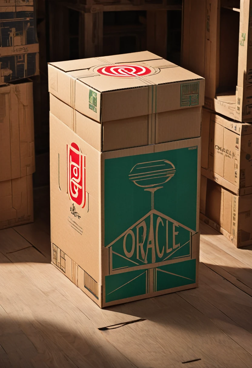 A cardboard design for an assembled home,Carton flat,Literary style,The logo name is oracle,Lay the carton flat,Industrial style,detail,high quality,