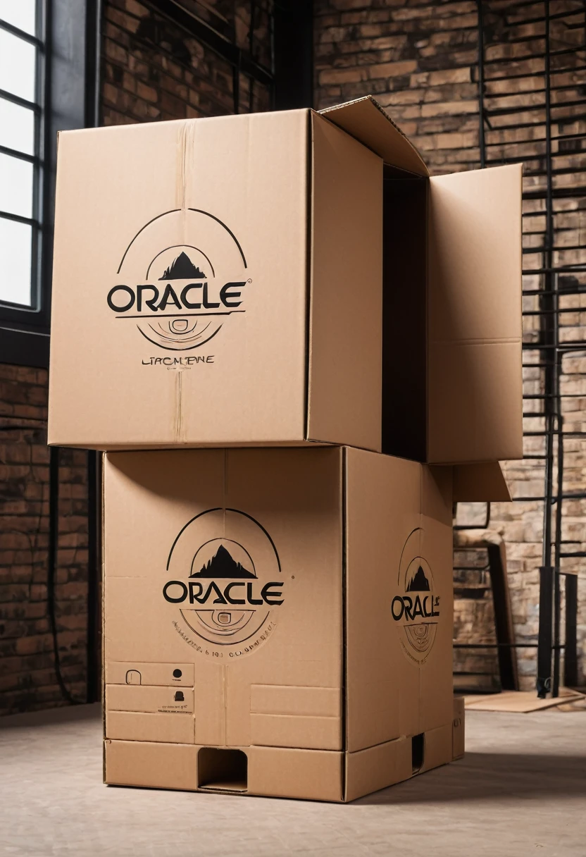 A cardboard design for an assembled home，Carton flat，Literary style，The logo name is oracle，Lay the carton flat，Industrial style，detail，high quality，