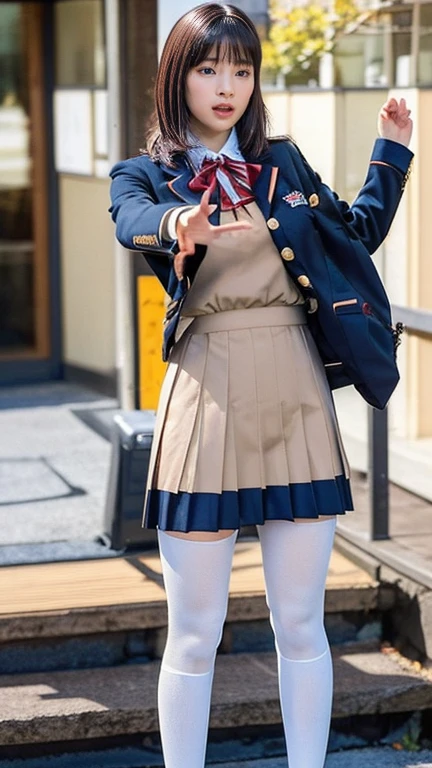 Beautiful and meticulous girl, Very detailed eyes and face, Beautiful attention to detail, Ridiculous, incredibly Ridiculous, Large file size, Very detailedな, High resolution, Very detailed, Highest quality, masterpiece, Kemomimi, ((Japanese high school girls uniform)), figure, Very detailed, CG, Unity, 8k wallpaper, wonderful, Fine details, masterpiece, Highest quality, Very detailed CG uniform 8k wallpaper, Face Light, Cinema Lighting, One girl, 16 years, (No pants) ), (((Dynamic pose))), (Camel Toe), (half), (pantyhose), (Bend your knees and sit on your feet))