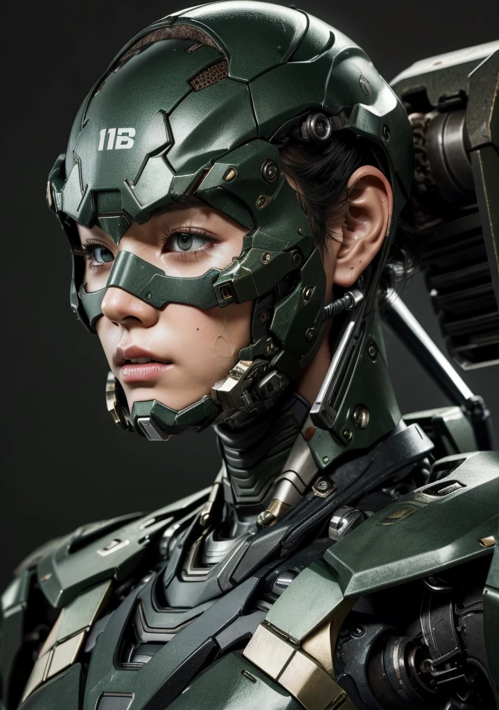 Textured skin, Super detailed, Attention to detail, high quality, 最high quality, High resolution, 1080P, hard disk, beautiful,(War Machine),beautifulサイボーグ女性,Mecha Cyborg Girl,Battle Mode,Girl with a mechanical body　Black Hair　Short Hair Boyish　Dark Green Armor　Soaked Face　Transformation complete　Met Off　Steam from the head　Steam comes out from the whole body　A painful expression　Open your mouth wide　Close-fitting headgear　