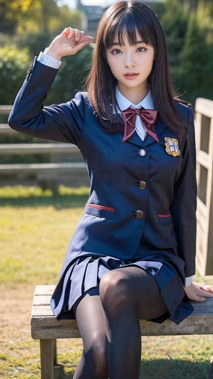 Beautiful and meticulous girl, Very detailed eyes and face, Beautiful attention to detail, Ridiculous, incredibly Ridiculous, Large file size, Very detailedな, High resolution, Very detailed, Highest quality, masterpiece, Kemomimi, ((Japanese high school girls uniform)), figure, Very detailed, CG, Unity, 8k wallpaper, wonderful, Fine details, masterpiece, Highest quality, Very detailed CG uniform 8k wallpaper, Face Light, Cinema Lighting, One girl, 16 years, (No pants) ), (((Dynamic pose))), (Camel Toe), (half), (pantyhose), (Bend your knees and sit on your feet))
