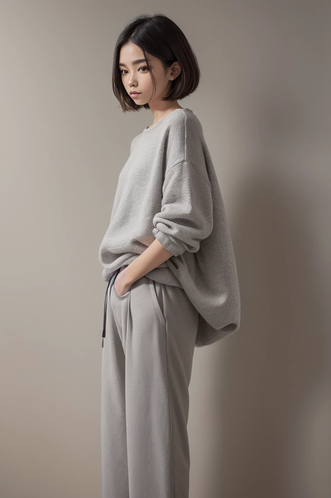 ((Drawing quality)), ((Obra de arte)), (detalhado), 1 furry, oversized long sleeve tricot shirt, grey sweet pants