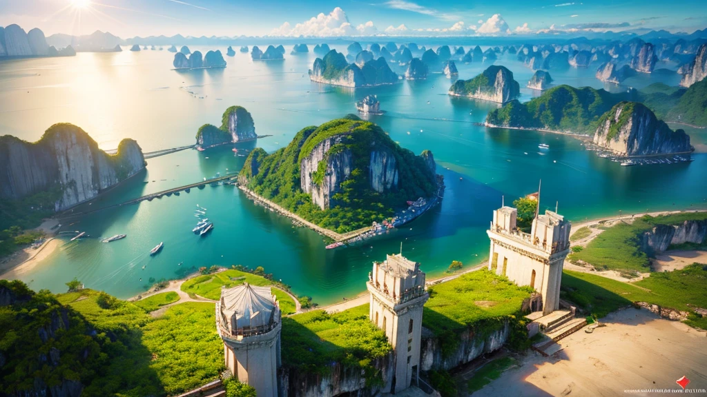 Beautiful scenery of Ha Long Bay, Aerial view, Photorealistic photos, High definition, 8K