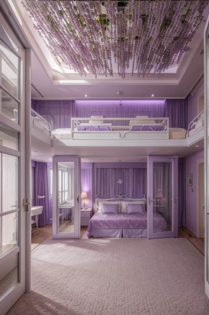 A Lilac flower hotel that has so much rooms, comfy and futuristic look