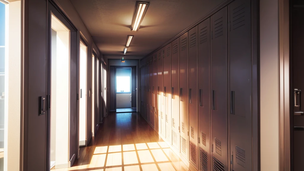 Hallway with locker open