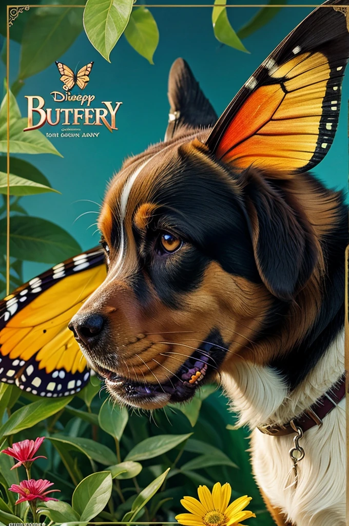 Dog see the butterfly in make Disney poster