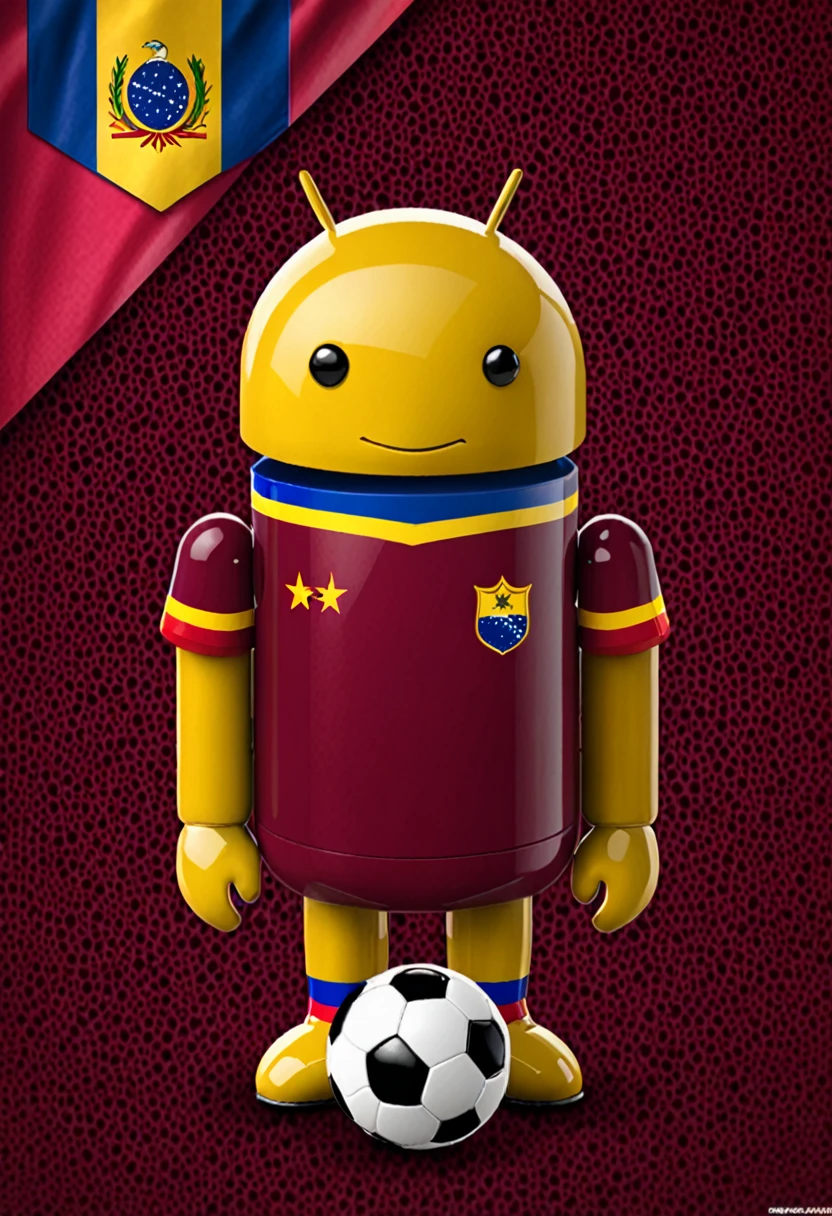create an android from Venezuela with a soccer theme, in burgundy color
