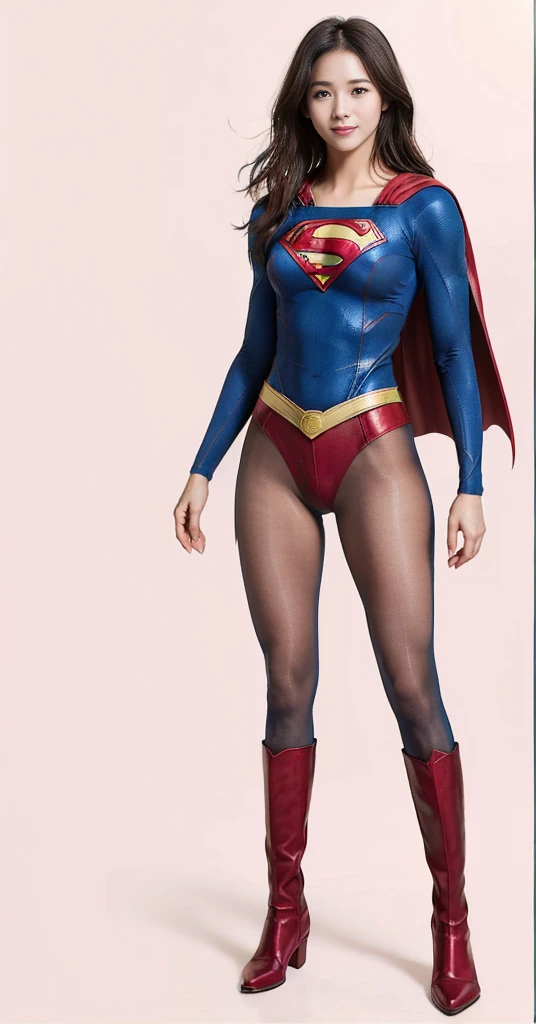 No background、(((Beautiful legs in black tights.)))、(((Legally express the beauty of your smile)))、((((Make the most of your original images)))、(((Supergirl Costume)))、(((Beautiful very short hair)))、(((suffering)))、(((Please wear black tights....、Wear red boots)))、((Best image quality、8K))、((Highest quality、8K、masterpiece:1.3))、(((Preserve background )))、Sharp focus:1.2、Beautiful woman with perfect figure:1.4、Slim Abs:1.2、Wet body:1.5、Highly detailed face and skin texture、8K