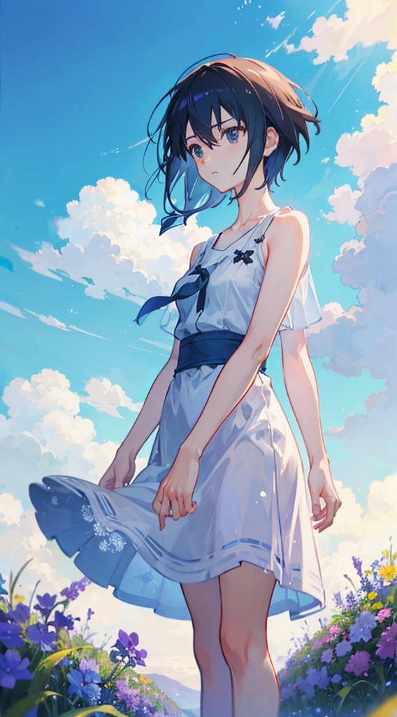 Summer, Makoto Shinkai's concept art, tumblr, magic realism, beautiful anime scenes, beautiful skies. by makoto shinkai, ( ( makoto shinkai ) ), anime background art, anime backgrounds, Makoto Shinkai's style, anime movie backgrounds, galaxy express, no humans. --v6