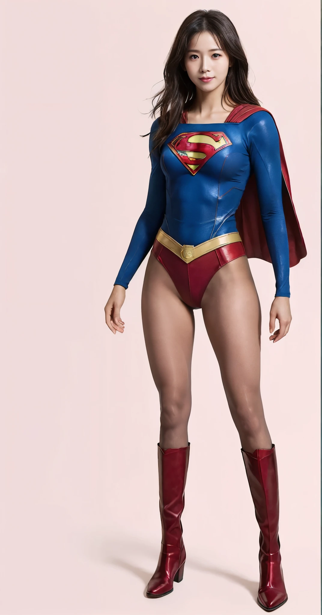 No background、(((Beautiful legs in black tights.)))、(((Legally express the beauty of your smile)))、((((Make the most of your original images)))、(((体にぴったりフィットするSupergirl Costume)))、(((Supergirl Costume)))、(((Beautiful hair with twin tails)))、(((suffering)))、(((Please wear black tights....、Wear red boots)))、((Best image quality、8k))、((Highest quality、8k、masterpiece:1.3))、(((Preserve background )))、Sharp focus:1.2、Beautiful woman with perfect figure:1.4、Slim Abs:1.2、Wet body:1.5、Highly detailed face and skin texture、8k