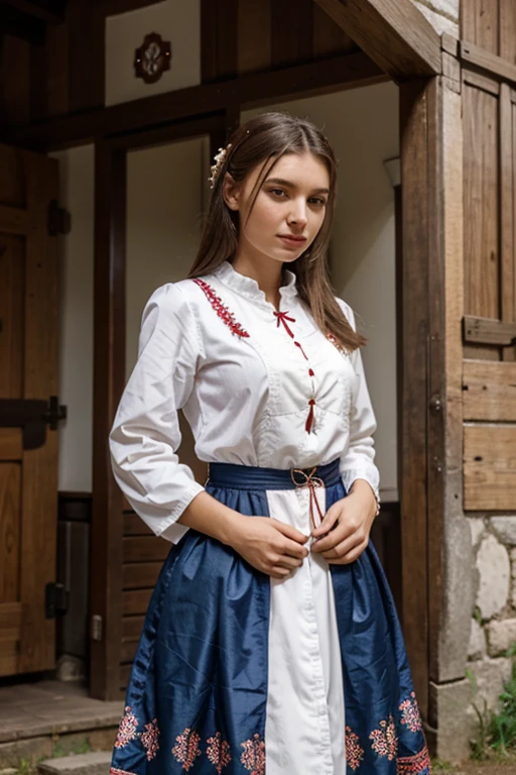 Beautiful female in traditional Slovakian clothes