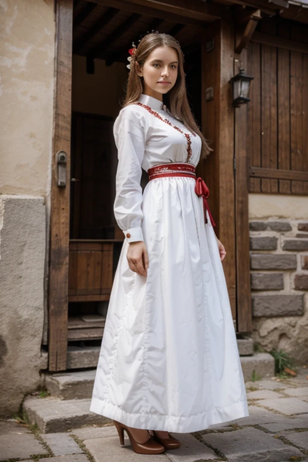 Beautiful female in traditional Slovakian clothes