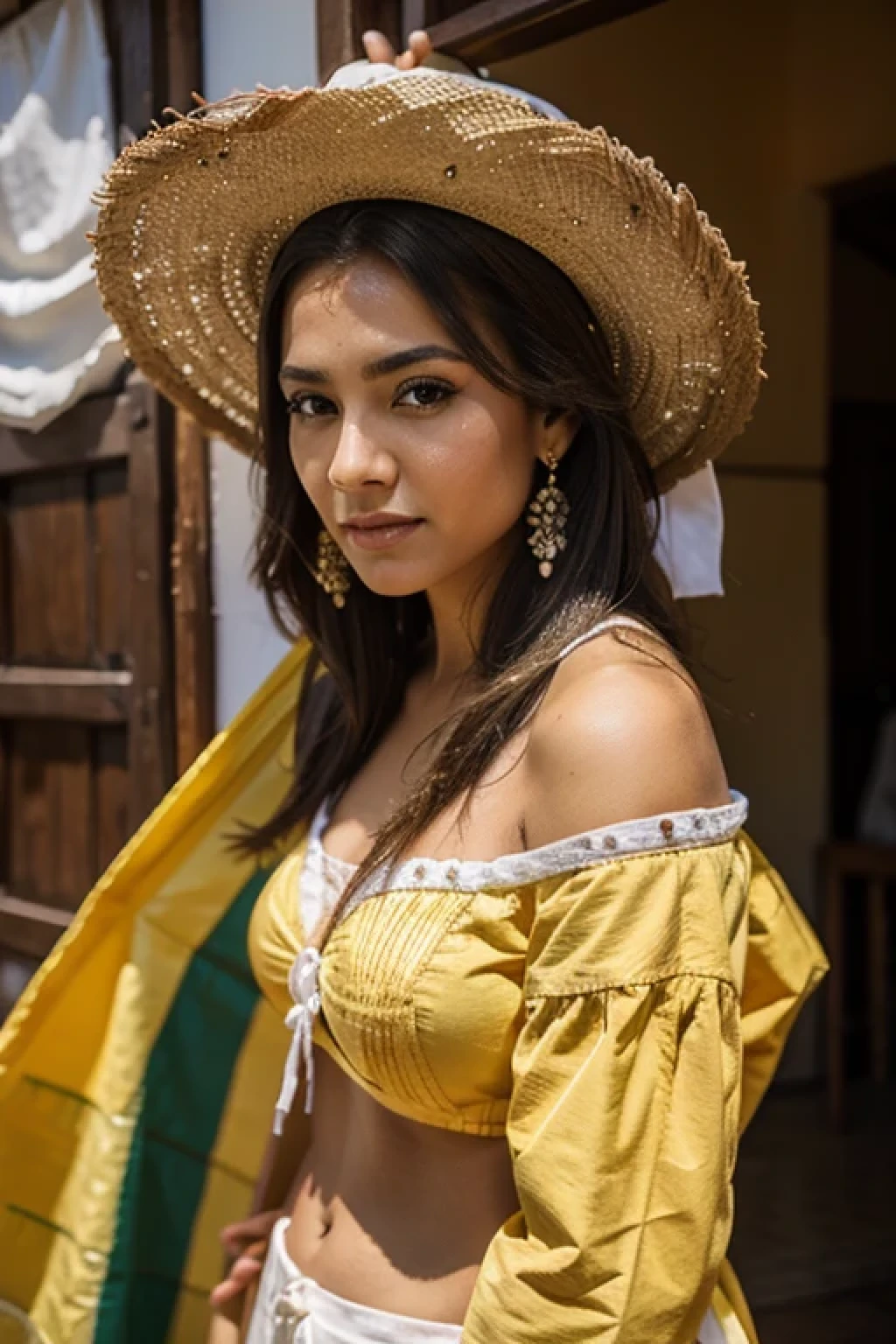 Beautiful female in traditional Brazilian clothes