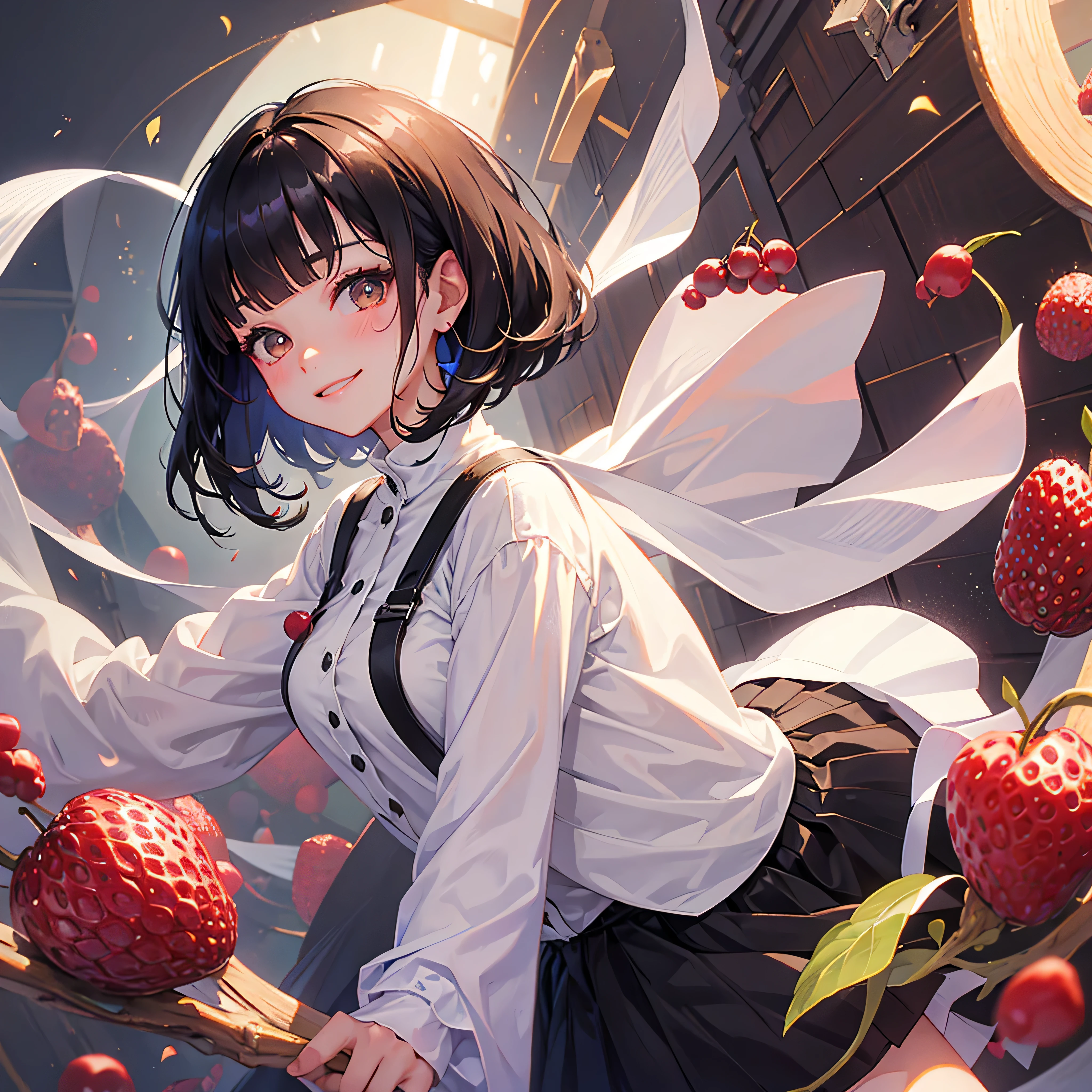 beautiful girl、smile、Berry Short、Black Hair、Short bangs
