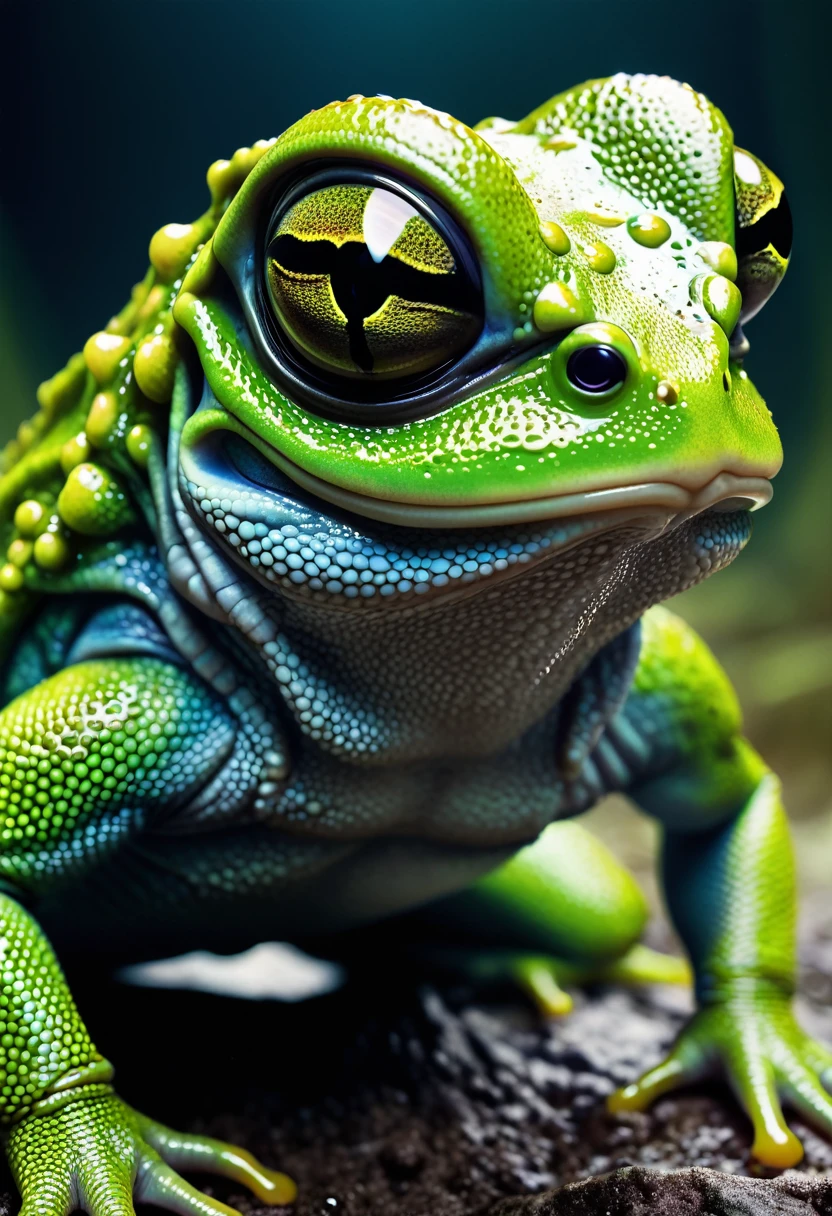 (((Extreme close-up Xenomorph Toad hybrid surreal and cinematographic images Color Splash images)),(((Front Images)))