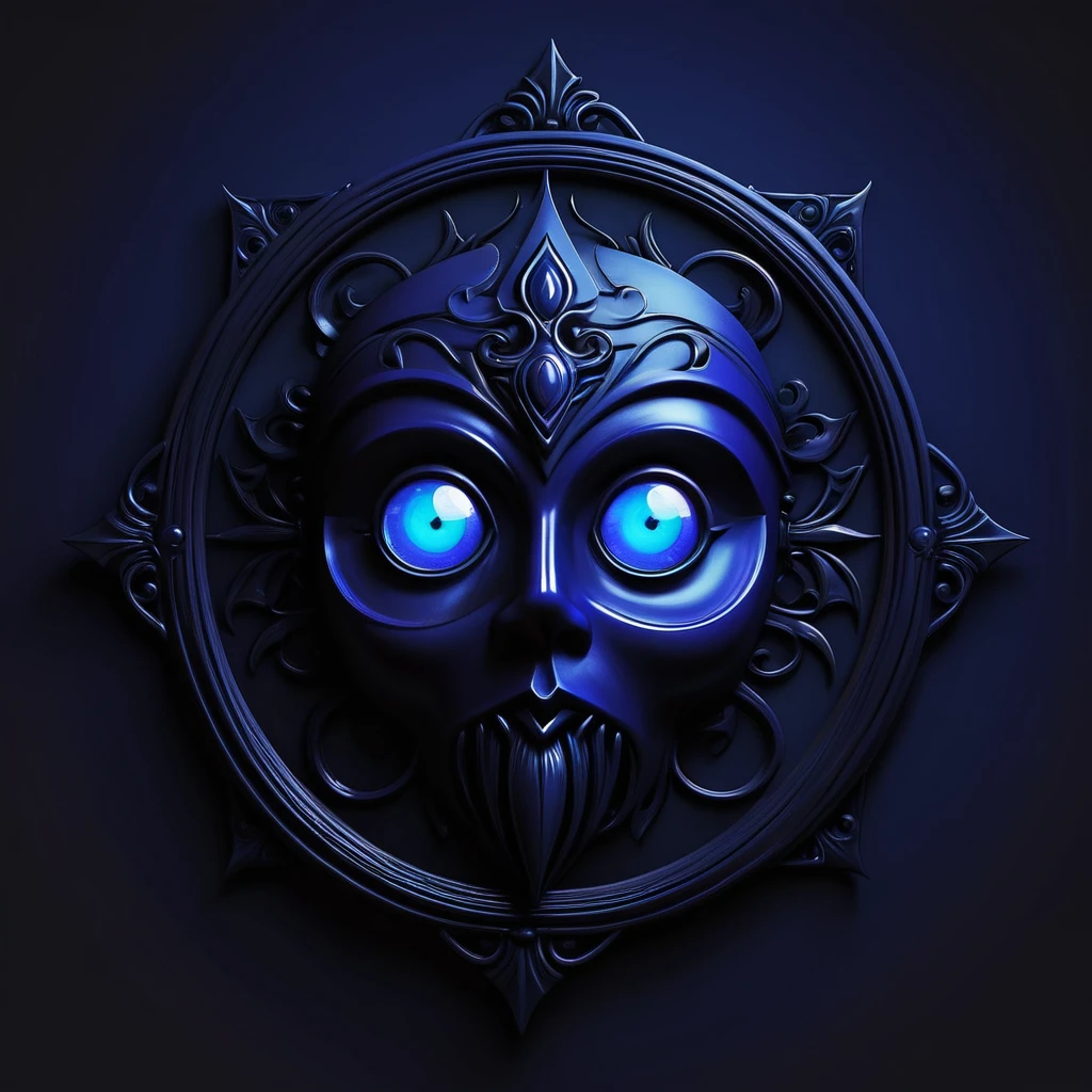 Create a logo for 'Misteri Malam' with a dark and mysterious atmosphere that evokes suspense. The logo should reflect the nighttime setting filled with horror and mystery stories, utilizing a color palette such as deep blue, black, or purple that resonates with the deep night ambiance. The design should be modern yet clear, incorporating symbols or icons that depict elements from thrilling narratives and capture the attention of viewers interested in mystery and horror content on YouTube. Use AI to generate innovative and captivating visual concept. (masterpiece, realistic, 3d, 8k)
