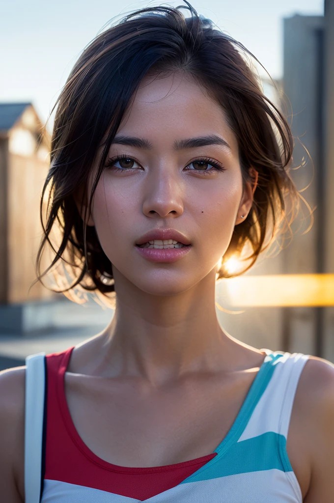 Dressed, (photo Realistic:1.4), (hyper Realistic:1.4), (Realistic:1.3),
(Smoother lighting:1.05), (Improving the lighting quality of movies:0.9), 32k,
One girl,20 year old girl, Realistic lighting, Backlight, Light on the face, Ray-tracing, (Bright light:1.2), (Improvement of quality:1.4),
(Highest quality real texture skins:1.4), Detailed drawn eyes, Detailed painted face,
(tired and sleepy and joy), (smile:0), Face close-up, T-Shirts,
(Enhance the mood of your body line:1.1), (Enhances the beauty of skin texture:1.1)
