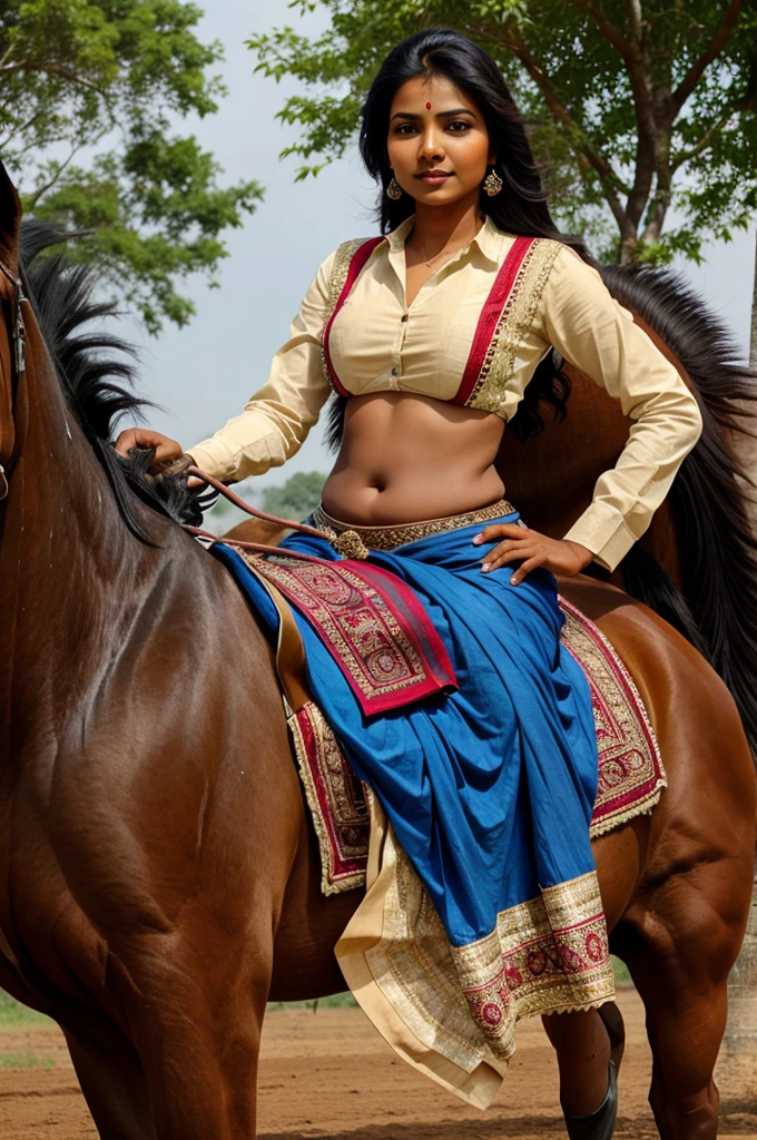 Indian woman riding horse