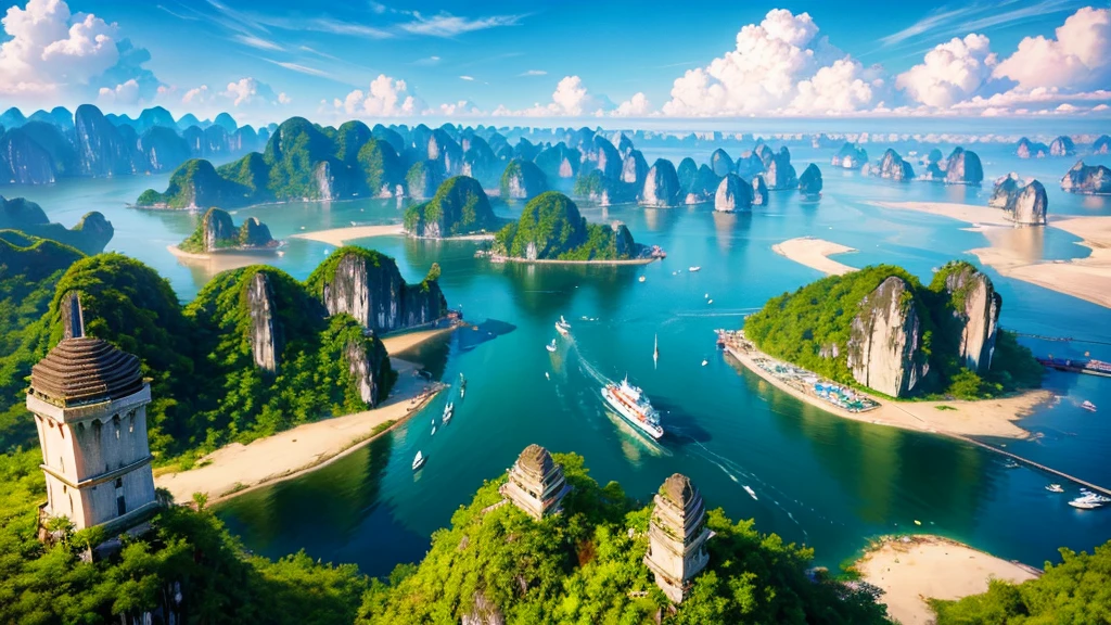 Beautiful scenery of Ha Long Bay, Aerial view, Photorealistic photos, High definition, 8K