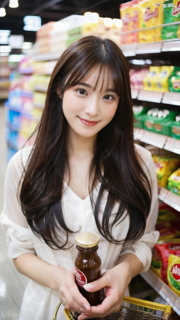 Beautiful girl, (LOL:1.2), (口を開hairる:1.1), (RAW Photos, Highest quality), (hair, Highest quality, masterpiece: 1.2), Very detailed, Super Resolution, Work in a supermarket,