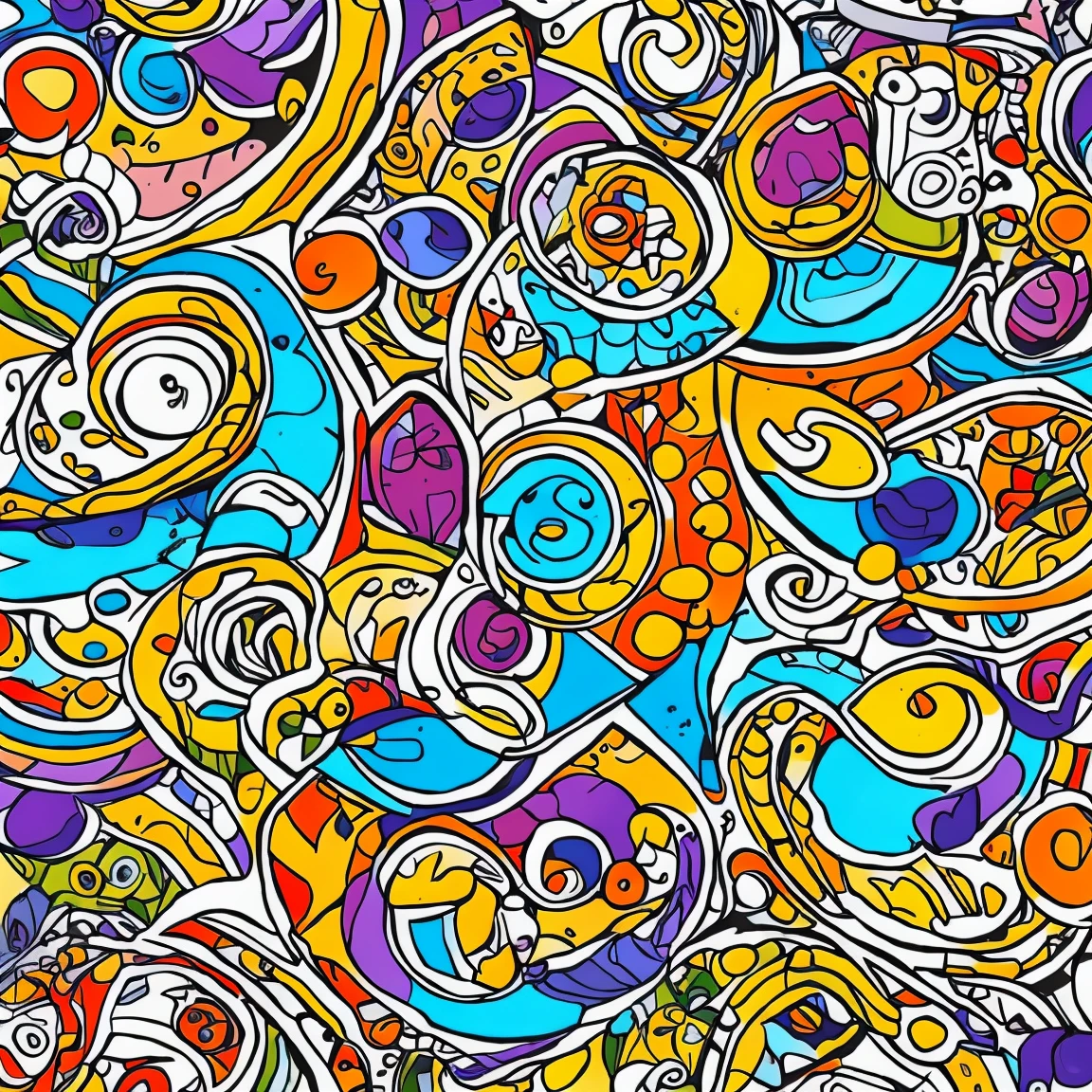 modernartist:1.3, versatile cool colors art design, ideal for stickers, t-shirts, posters, thick lines