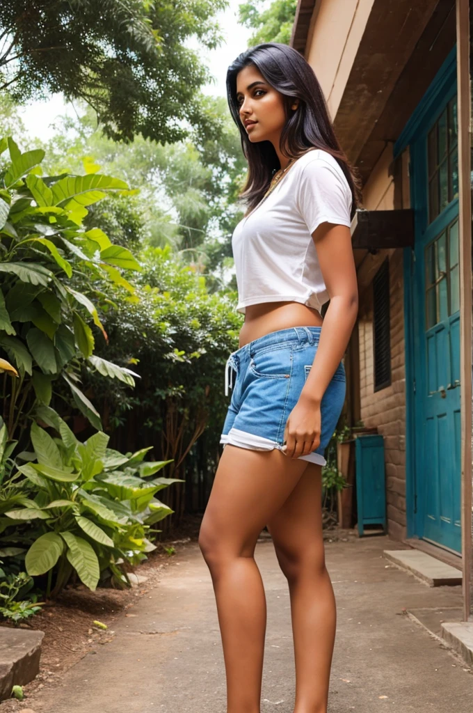 6 feet tall big beautiful indian girl in shorts