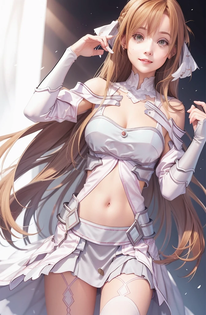 (masterpiece), highest quality, High resolution, Belldandy, Long Hair, blue eyes, Brown Hair, Facial blemishes, Forehead mark, gloves, wing, choker, bracelet, ring, feather, angel wing, Side view:0.6, (For rest:1.1), 20-year-old,Squat,Spread your legs,Leg spread,holding feet with hands,((Leg spread)),((Butt-sitting))