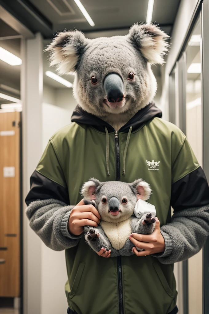 Koala with clothes and smiling