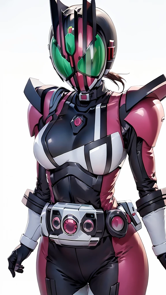 The whole body fitodel standing、Kamen Rider Decade、White simple background、female system、Large Breasts、