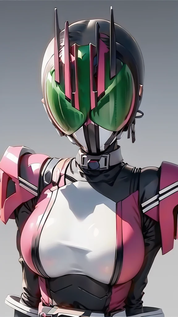 The whole body fitodel standing、Kamen Rider Decade、White simple background、female system、Large Breasts、