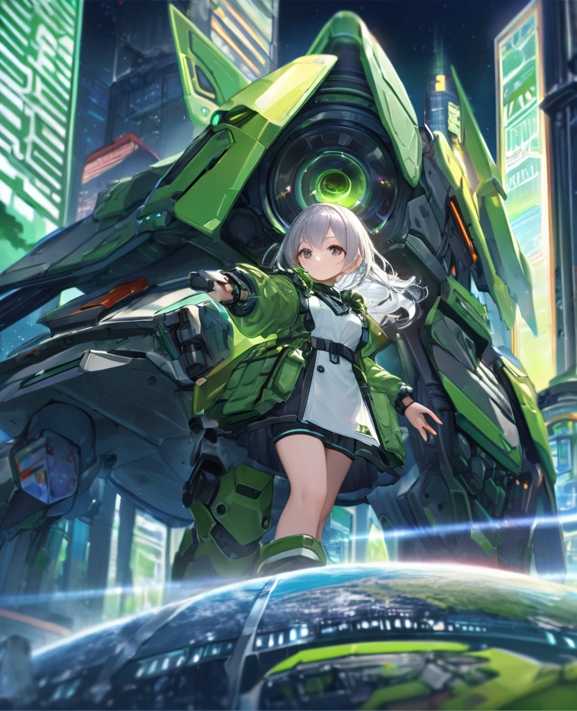(best quality, masterpiece, ultra highres, ultra-detailed:1.2) ,A vibrant recruitment poster for the Earth Defense Force featuring a brave young girl(chibi) inviting others to join the ranks. five finger,The poster has a futuristic and hopeful atmosphere, with bold and clear design elements. In the center, a young girl(chibi) in Earth Defense Force uniform stands confidently, with a friendly and determined expression, reaching out her hand. The background shows the symbol of the Earth Defense Force and a futuristic cityscape. The colors are vivid and eye-catching, drawing attention to the central figure. At the top or middle of the poster, a powerful tagline reads: "Join the Earth Defense Force! Protect Our Future!" At the bottom, information on how to join and contact details are clearly displayed.