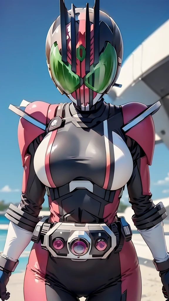 Kamen Rider Decade Design、Head to Toe、The whole body is visible、Subjective、Model standing、Female body type、high resolution、Masterpiece、Large Breasts