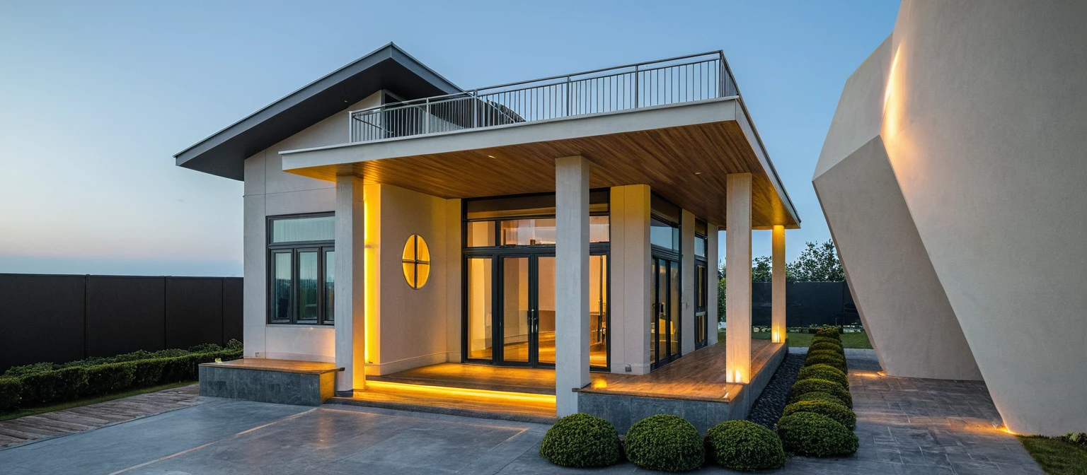 head of&#39;artwork, High quality, best quality, authentique, great detail, En plein air, villa de plain-piedXL, credit group, style de maison moderne dans la rue ,stairs, white wall ,road,pavement, grass, trees, sky, nuvens, (day light:1.1)
