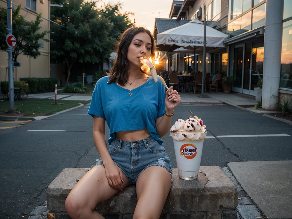 sunset, Instagram Template, Casual clothes, eating ice cream