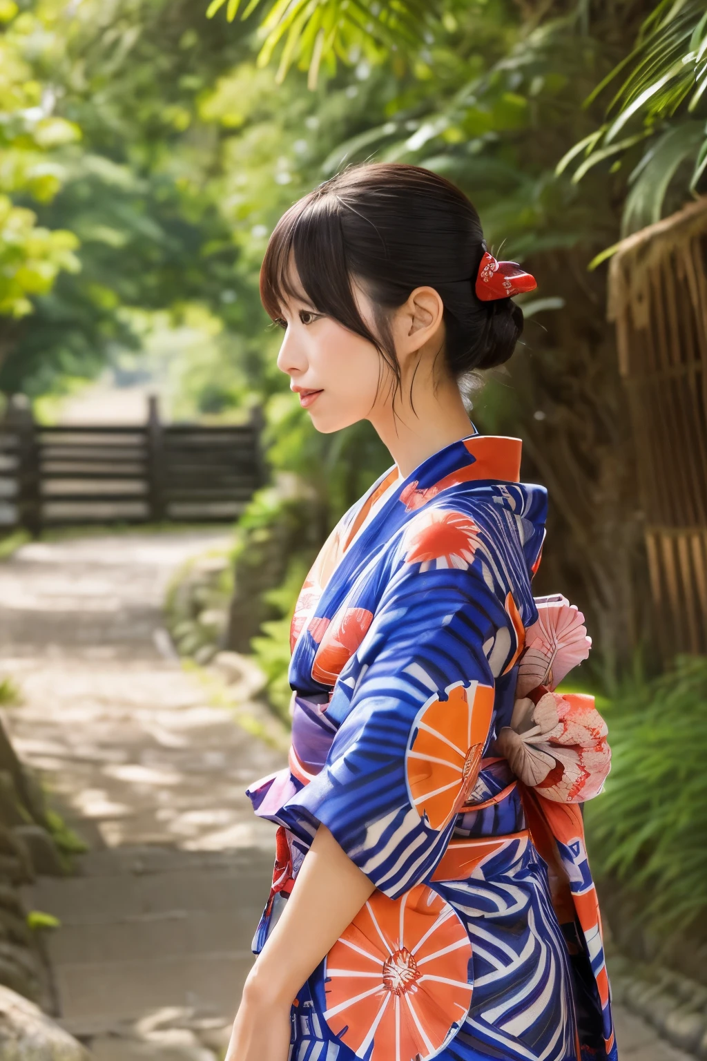(((Summer in Japan))) (((Yukata Beauty))) (((Cicada Voices))) (((Scorching Sunshine))) (((rural)))