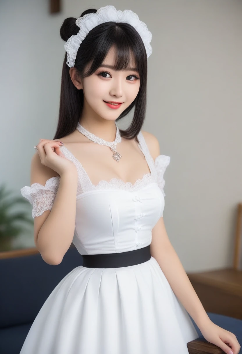 8K, Ultra-high resolution, Highest quality, masterpiece, 三分割法によるphotograph,Surreal, photograph, 1 girl, (16 years old:1.3), pretty girl, Cute face, Beautiful eyes in every detail, 細かくdetailedに,masterpiece,, One Girl:1.2, Japan Female Announcer,Young Wife,whole body、Black Hair、well-groomed eyebrows,Slutty Lip Makeup,1 Woman Standing, ,((White bondage and white gothic lolita)),Pencil Skirt、Black Stockings,Black high heels,Cute gestures、so beautiful,A carefree smile,Healing the heart,blunt bangs,Looking at the audience、beauty,Long neck、Laugh a little、Please close your mouth and laugh、(((Ideal body type))),A-cup small breasts :2,、Portraiture:2、Perfect Anatomy、鮮明なdetailed、detailed、Surreal、Light and shadow,Strong light