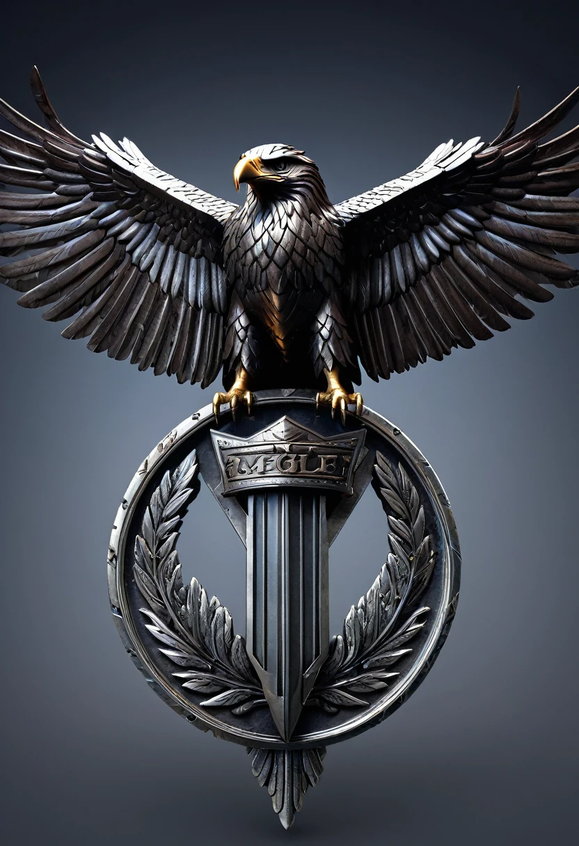 Metal Eagle, High resolution, Cinematic shots, Vignette, Centered、wing