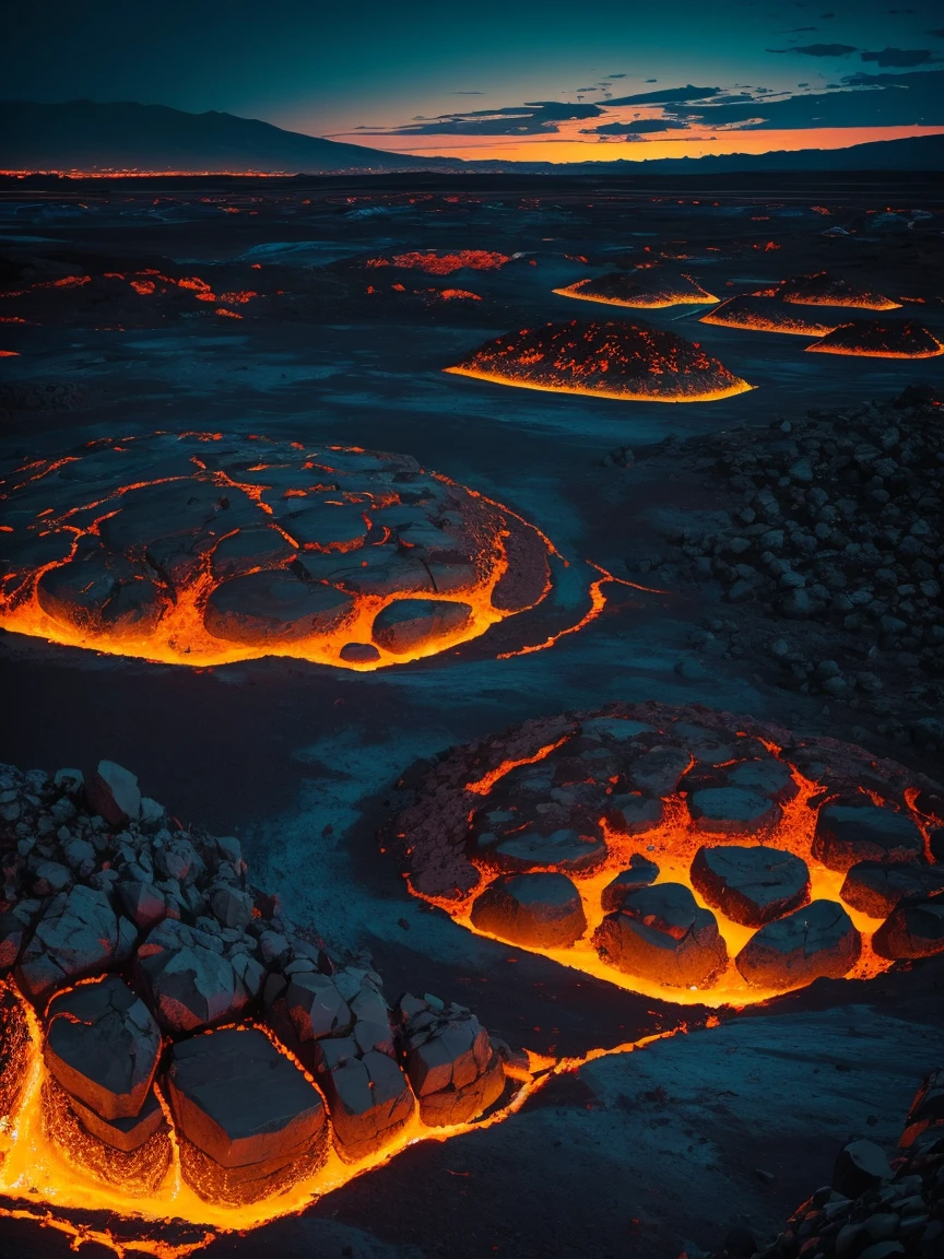Lava fields at night.