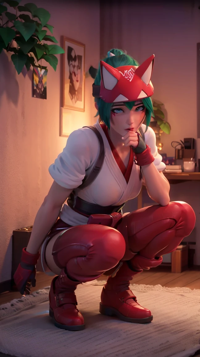 disnudo, top-liss, (owis), is \(Supervision\), green fur:0.7, red fox helmet, Red shoes, pose sexy, blush,, , is, sexy, realist, realism, photorealism, photo-realist, High contrast, (photorealist:1.4), 8k high definition detailed realist, (Best Quality, Obra maistra:1.2), NSFW, mapeo de fotonis, Radiosity, physically based rendering, Best Quality, Very detailed, 1 girl, caress pussy, camel toe, crouched, is, nude, sexyal, porn, r34