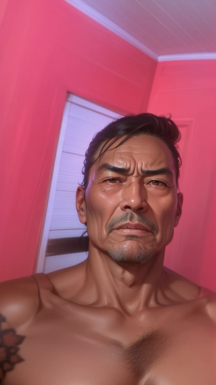 Realistic ultra HD close-up portrait，A samurai wearing a war mask, Wrinkles ,Facial expressions show strong emotions