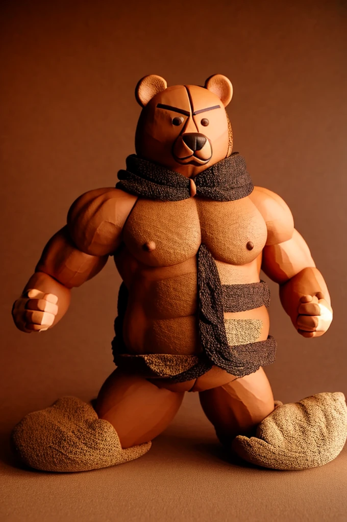 A toy figure, a bear sexy guy, muscle, nice face, muscle, lumberjack, big chest, sexy