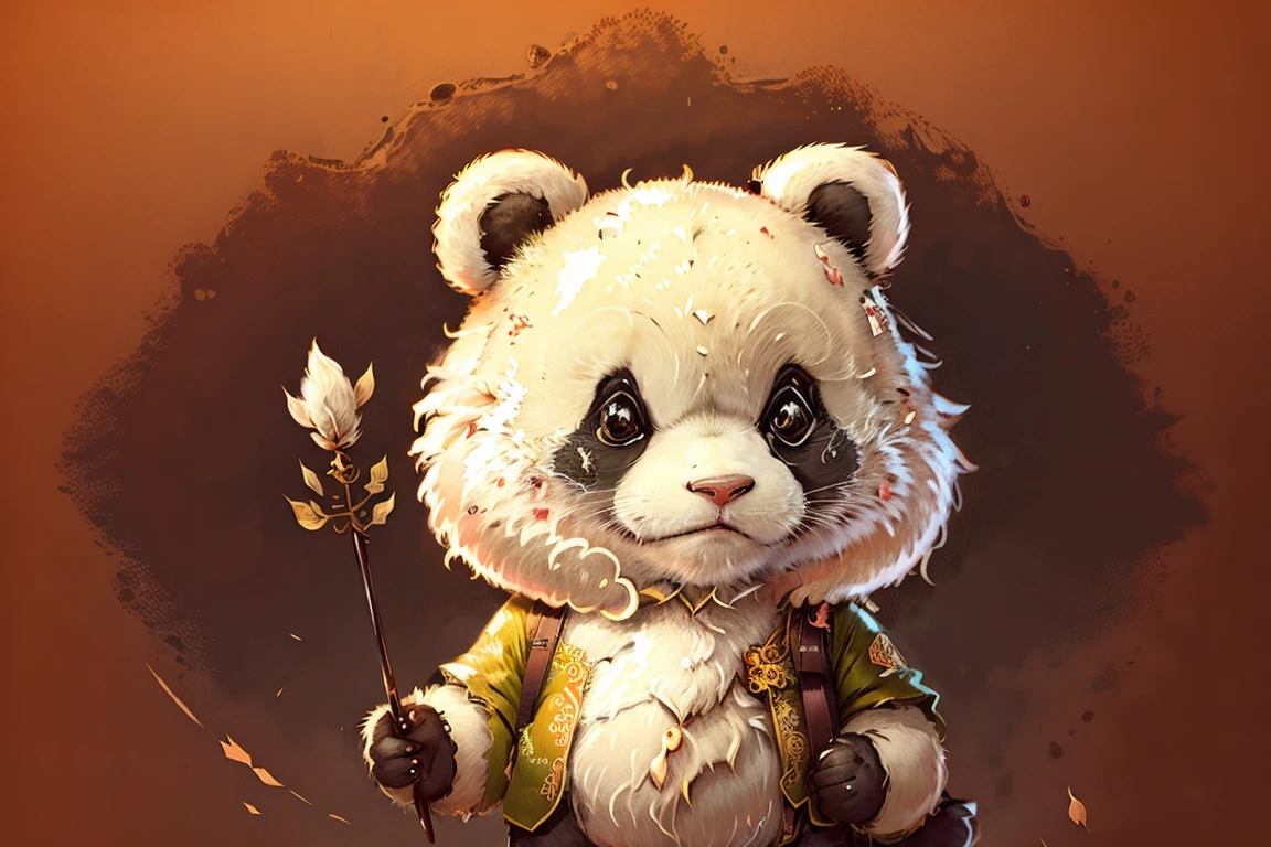 Illustration of a cute panda standing A pointer in his hand